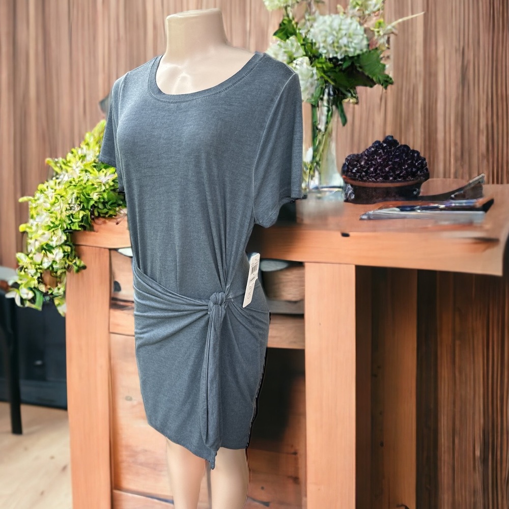 Olivia Sky denim blue Faux Wrap Tee shirt T-shirt dress NWT